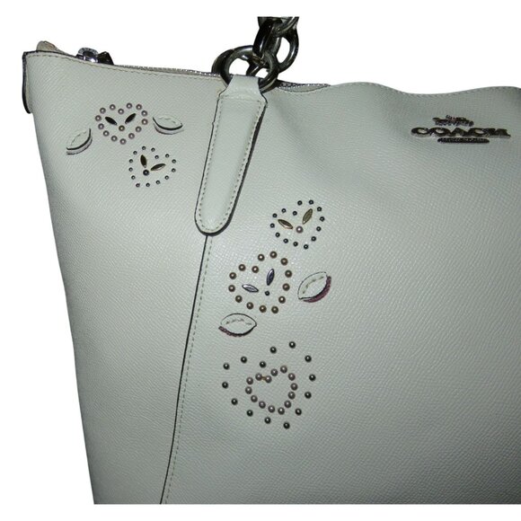 SOLD Coach 2018 Ava Heart Bandana Rivets Crossgrain Leather Embellished tote - Picture 4 of 16